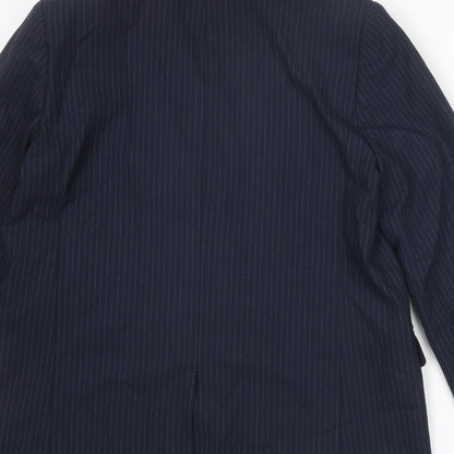 Marks and Spencer Womens Blue Pinstripe Polyester Jacket Suit Jacket Size 10