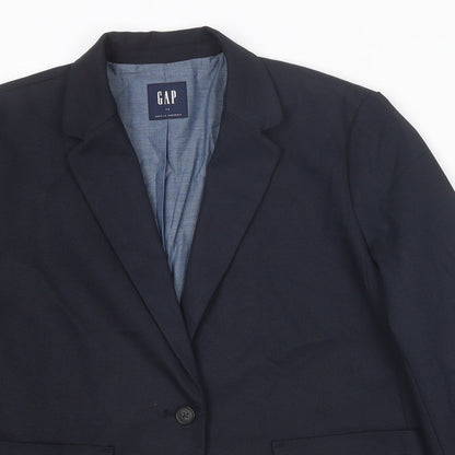 Gap Womens Blue Polyester Jacket Suit Jacket Size 14