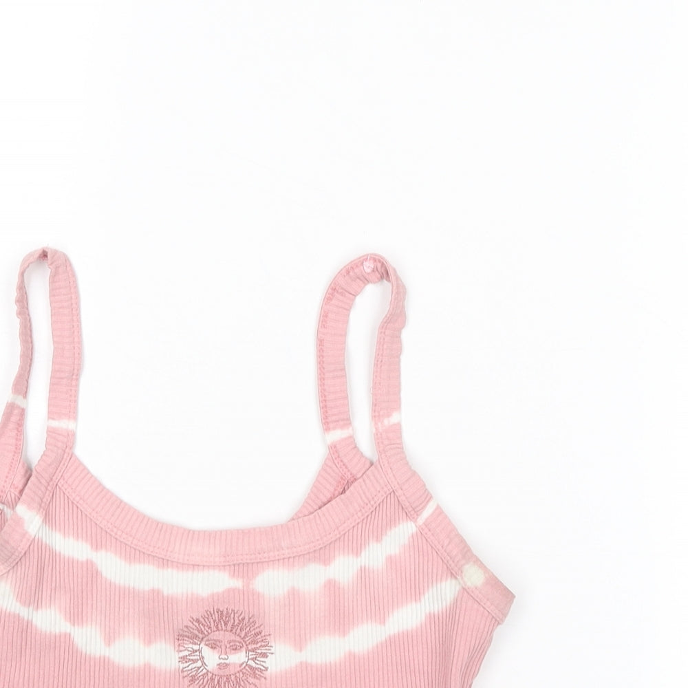 Womens UK Size M Pull&Bear Pink Cropped Tank
