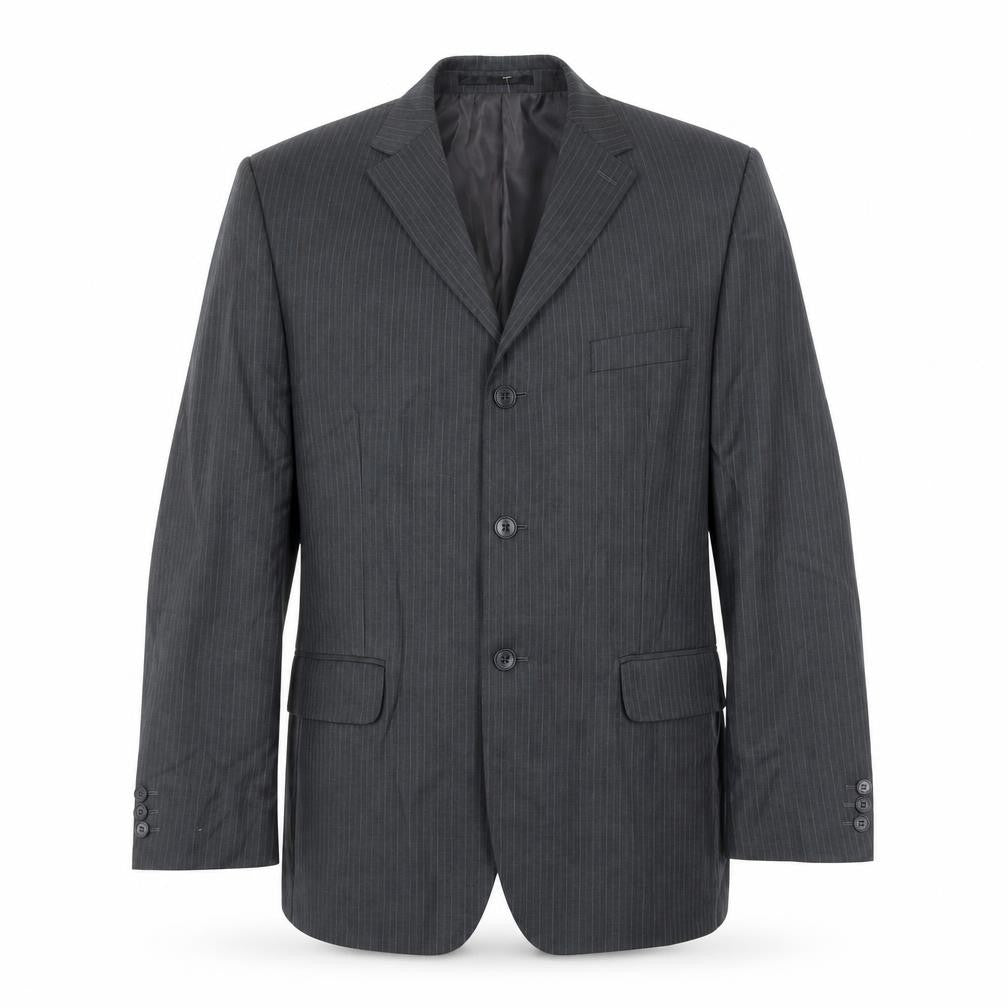 Mens UK Size 40 Pinstripe Regular Grey Suit Jacket