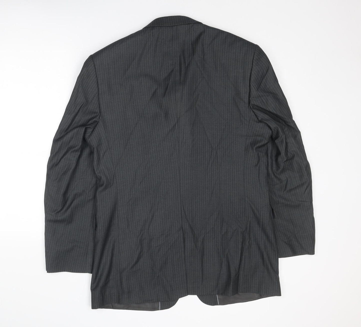 Mens UK Size 40 Pinstripe Regular Grey Suit Jacket