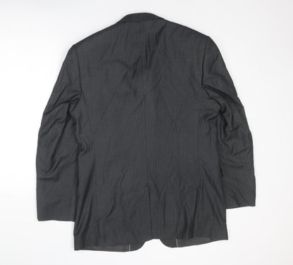 Mens UK Size 40 Pinstripe Regular Grey Suit Jacket