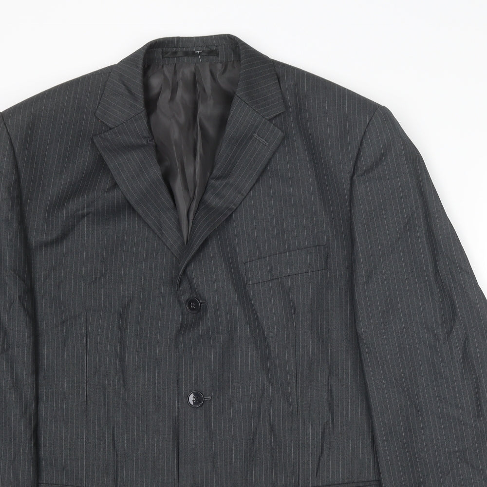 Mens UK Size 40 Pinstripe Regular Grey Suit Jacket