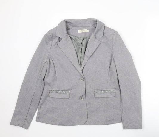 Cream Womens Grey Jacket Blazer Size XL Button
