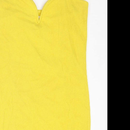 H&M Womens Yellow Polyester Mini Size L Sweetheart Pullover - Strapless Ribbed
