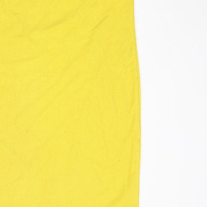 H&M Womens Yellow Polyester Mini Size L Sweetheart Pullover - Strapless Ribbed