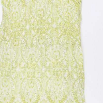 NEXT Womens Green Geometric Viscose Slip Dress Size 8 V-Neck Pullover