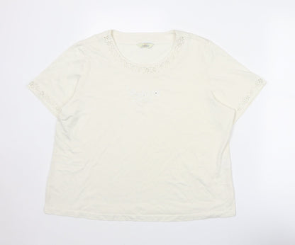 Classics Womens Ivory Polyester Basic Blouse Size 20 Round Neck - Size 20-22