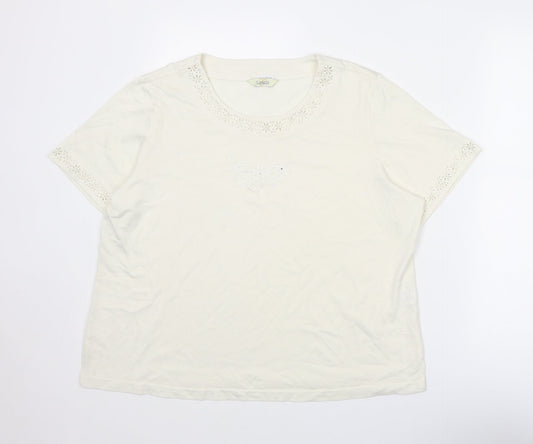 Classics Womens Ivory Polyester Basic Blouse Size 20 Round Neck - Size 20-22