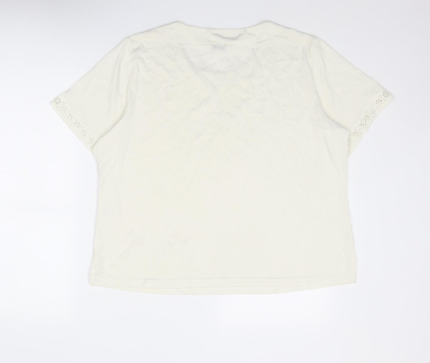 Classics Womens Ivory Polyester Basic Blouse Size 20 Round Neck - Size 20-22