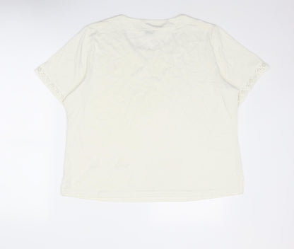 Classics Womens Ivory Polyester Basic Blouse Size 20 Round Neck - Size 20-22