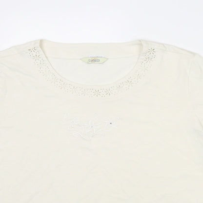 Classics Womens Ivory Polyester Basic Blouse Size 20 Round Neck - Size 20-22