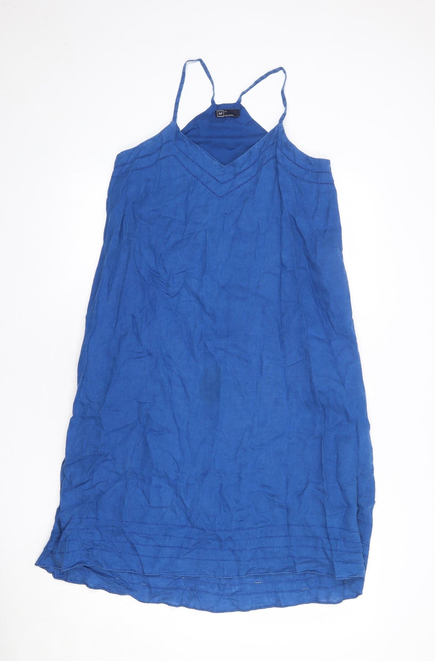 Gap Womens Blue Linen Tank Dress Size 4 V-Neck Pullover