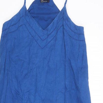 Gap Womens Blue Linen Tank Dress Size 4 V-Neck Pullover