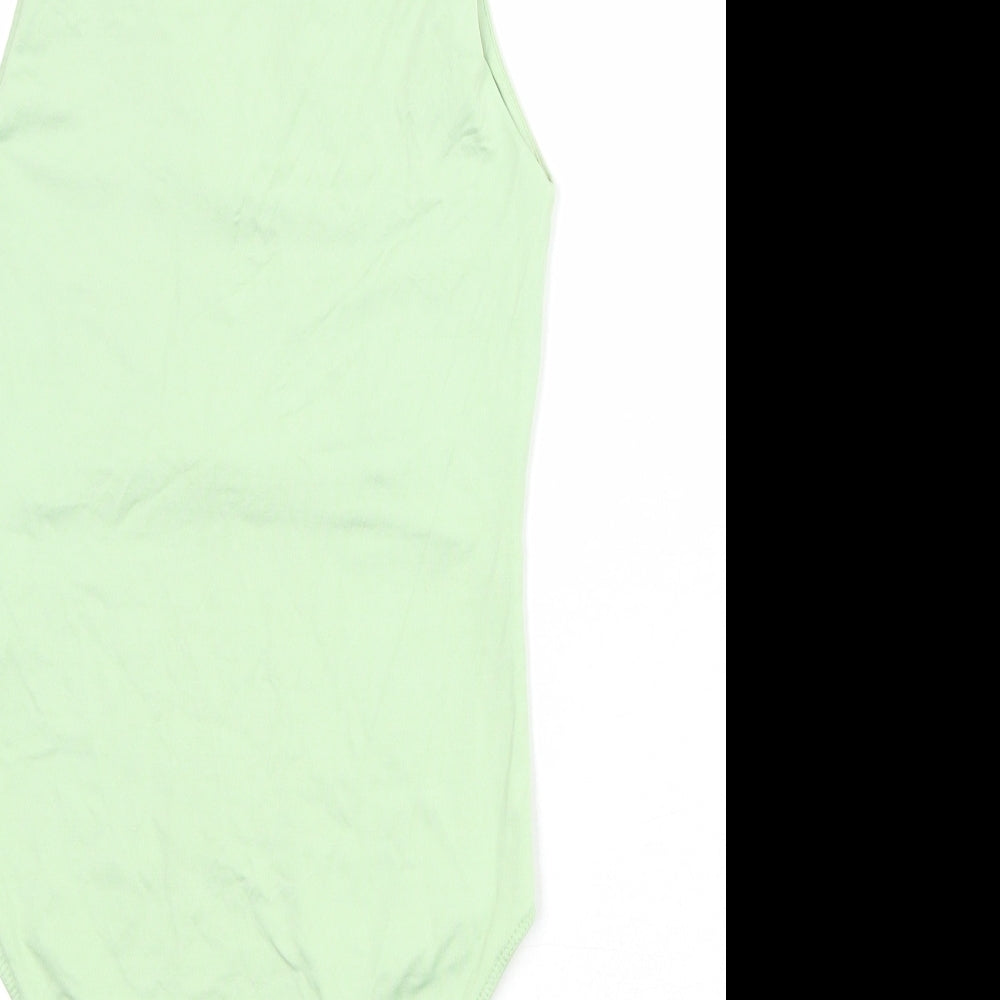 Stradivarius Womens Green Nylon Bodysuit One-Piece Size M Snap