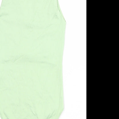 Stradivarius Womens Green Nylon Bodysuit One-Piece Size M Snap