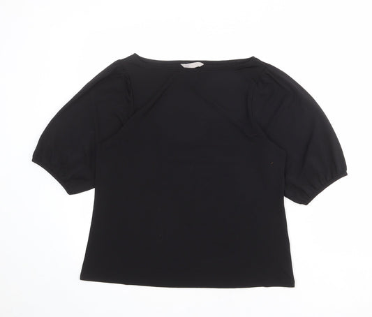 H&M Womens Black Polyester Basic Blouse Size S Round Neck
