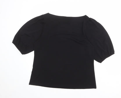 H&M Womens Black Polyester Basic Blouse Size S Round Neck