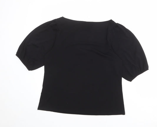H&M Womens Black Polyester Basic Blouse Size S Round Neck