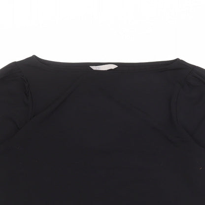 H&M Womens Black Polyester Basic Blouse Size S Round Neck