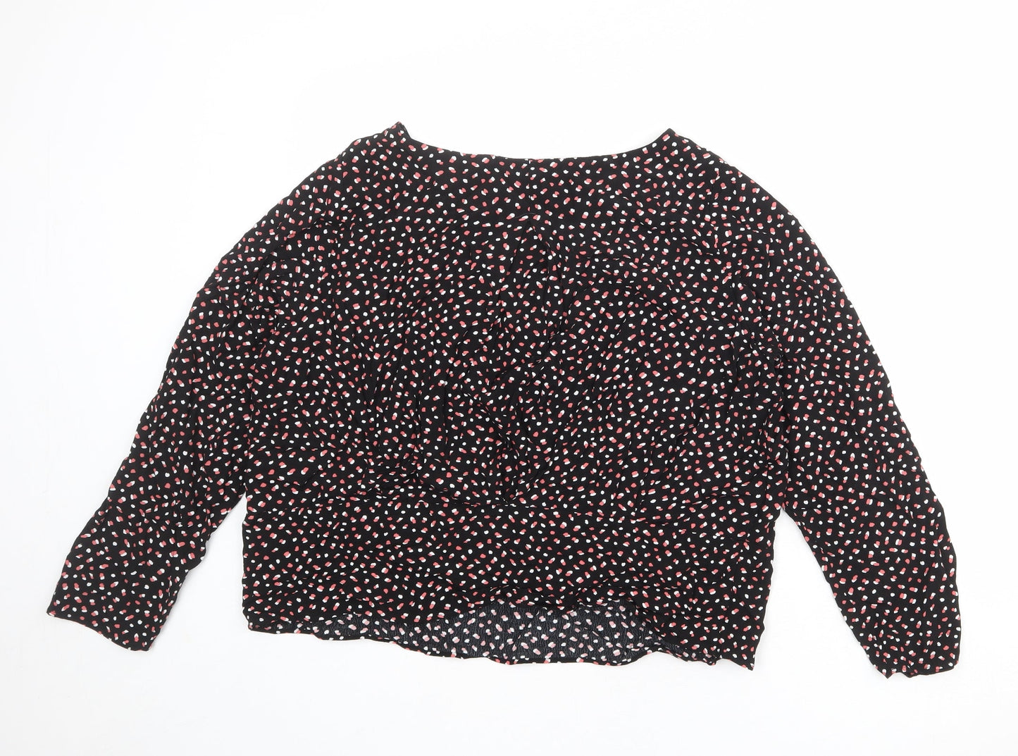 Marks and Spencer Womens Black Geometric Viscose Basic Blouse Size 18 Round Neck