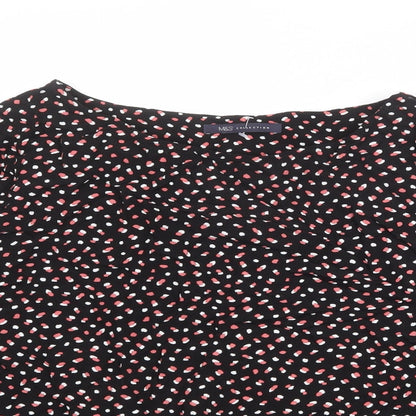 Marks and Spencer Womens Black Geometric Viscose Basic Blouse Size 18 Round Neck