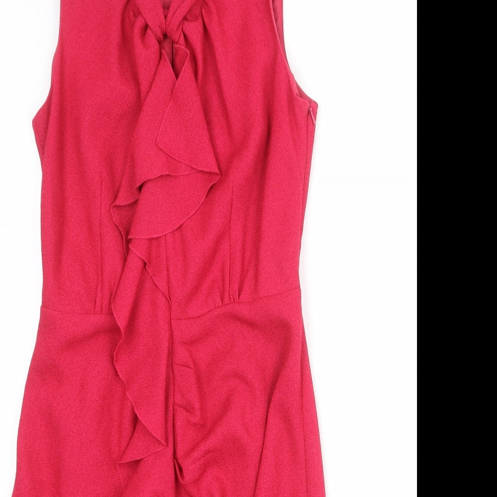 NEXT Womens Pink Polyester Tank Dress Size 8 Collared Button
