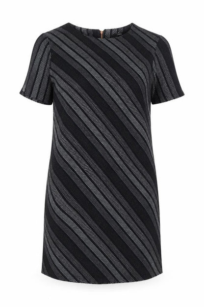 NEXT Womens Black Geometric Polyester T-Shirt Dress Size 10 Round Neck Zip