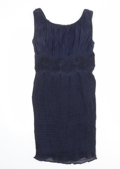LEON MAX Womens Blue Viscose Tank Dress Size XS Round Neck Zip
