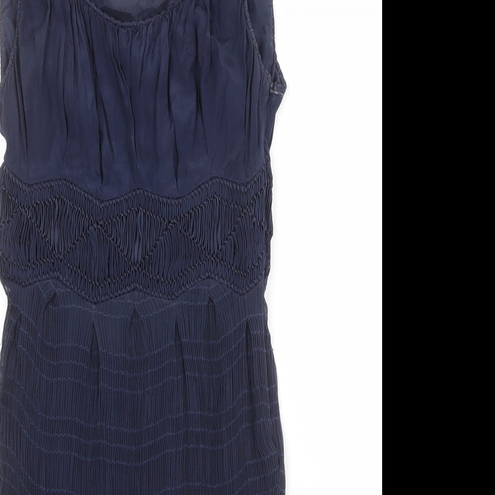 LEON MAX Womens Blue Viscose Tank Dress Size XS Round Neck Zip