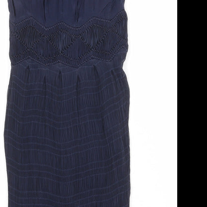 LEON MAX Womens Blue Viscose Tank Dress Size XS Round Neck Zip