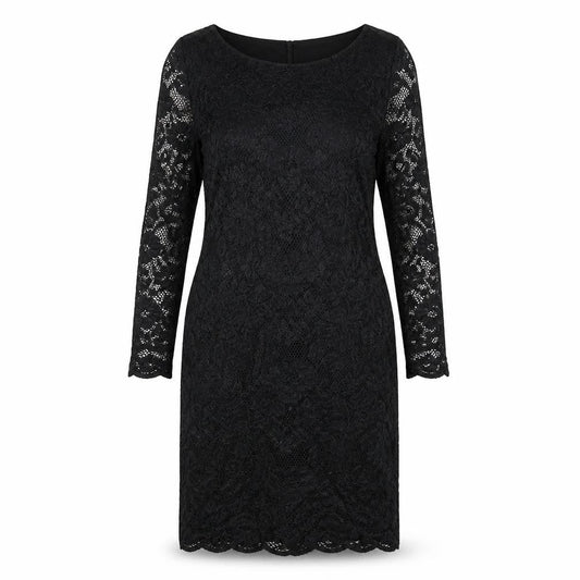 Front view of mamas & papas women’s black nylon shift, size UK 12, round neck pullover