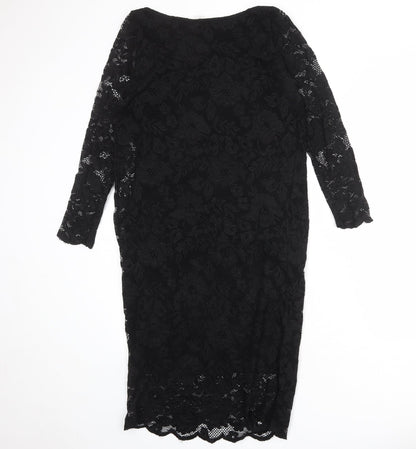 mamas & papas Womens Black Nylon Shift Size 12 Round Neck Pullover