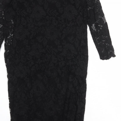 mamas & papas Womens Black Nylon Shift Size 12 Round Neck Pullover