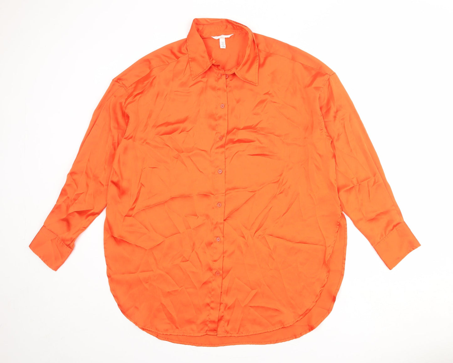 Womens UK Size S H&M Orange Basic Button-Up