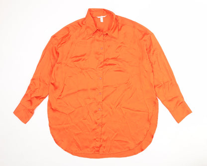 Womens UK Size S H&M Orange Basic Button-Up