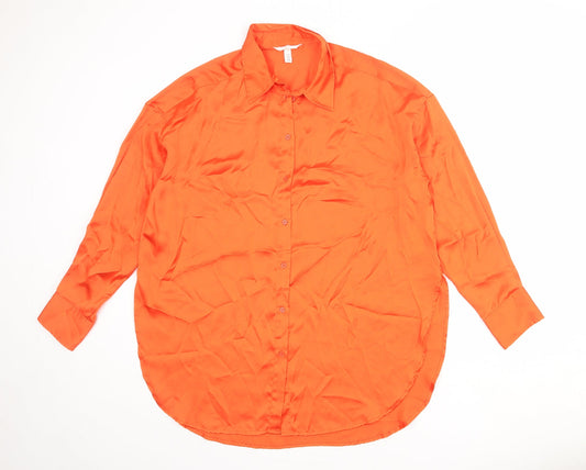 Womens UK Size S H&M Orange Basic Button-Up