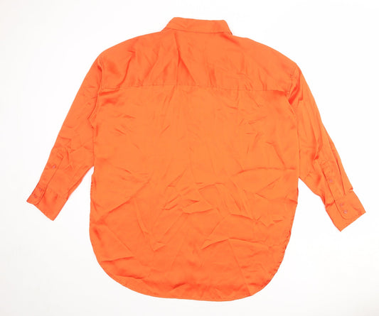 Womens UK Size S H&M Orange Basic Button-Up