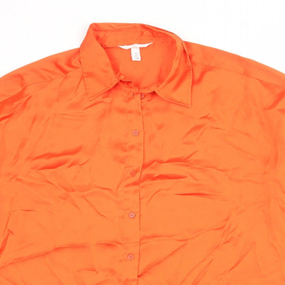 Womens UK Size S H&M Orange Basic Button-Up