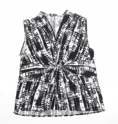 C.M.D Womens Multicoloured Geometric Polyester Basic Blouse Size 20 V-Neck - Gathered Front Detail