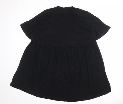 ASOS Womens Black 100% Cotton T-Shirt Dress Size 6 Crew Neck Pullover