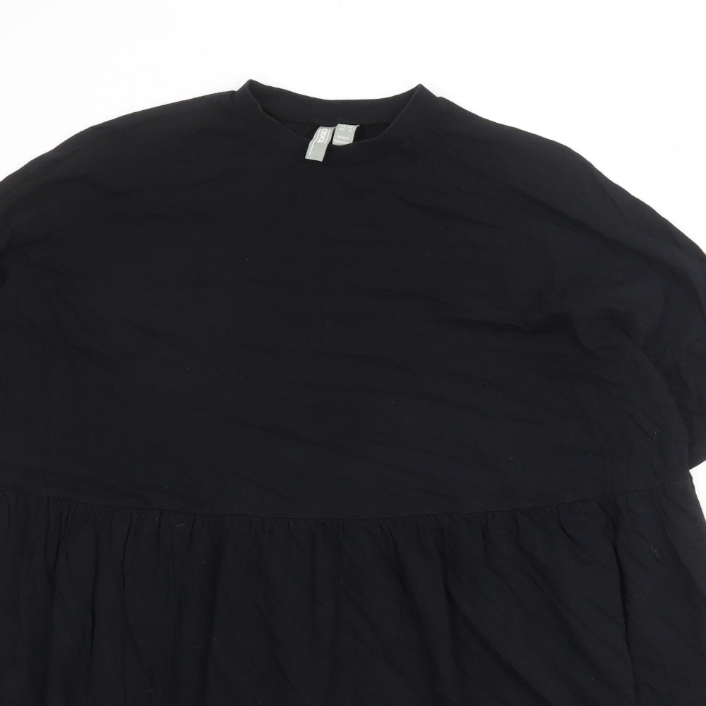 ASOS Womens Black 100% Cotton T-Shirt Dress Size 6 Crew Neck Pullover