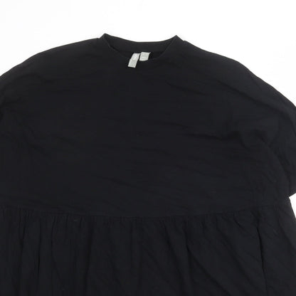 ASOS Womens Black 100% Cotton T-Shirt Dress Size 6 Crew Neck Pullover