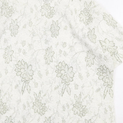 Bonmarché Womens White Floral Nylon Basic T-Shirt Size M Round Neck