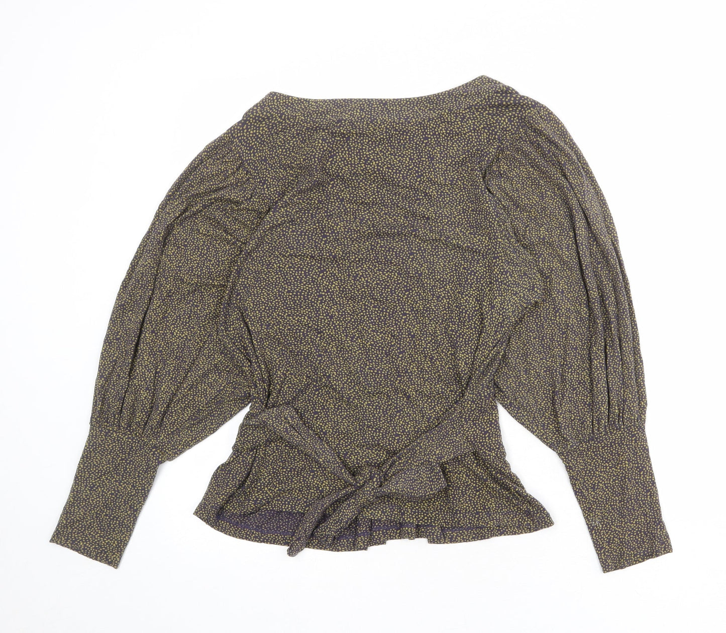 HIJKLMVWXYZ Womens Grey Geometric Viscose Basic Blouse Size M Boat Neck - Spotted Peplum