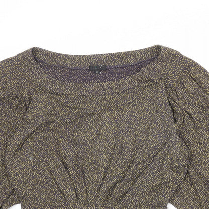 HIJKLMVWXYZ Womens Grey Geometric Viscose Basic Blouse Size M Boat Neck - Spotted Peplum