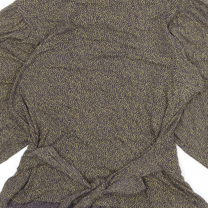 HIJKLMVWXYZ Womens Grey Geometric Viscose Basic Blouse Size M Boat Neck - Spotted Peplum