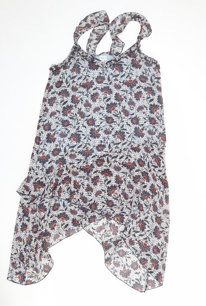 Pepe Jeans Womens Multicoloured Floral Polyester Tank Dress Size XL V-Neck Zip