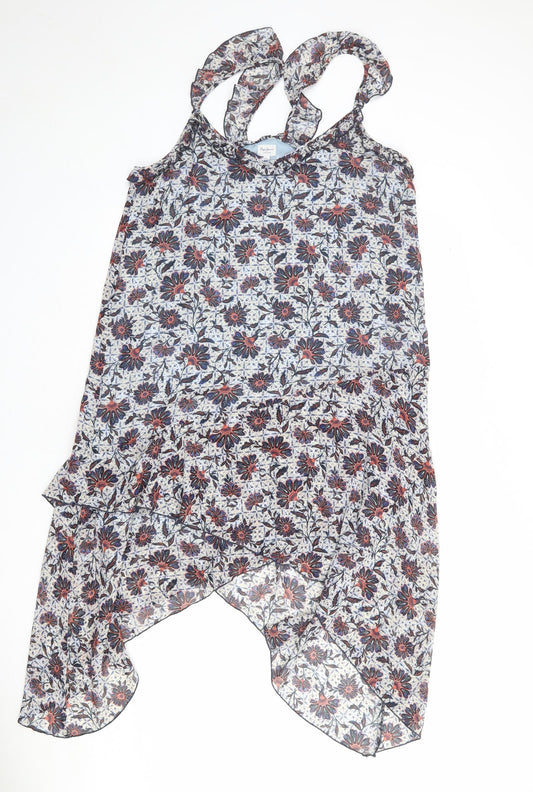 Pepe Jeans Womens Multicoloured Floral Polyester Tank Dress Size XL V-Neck Zip