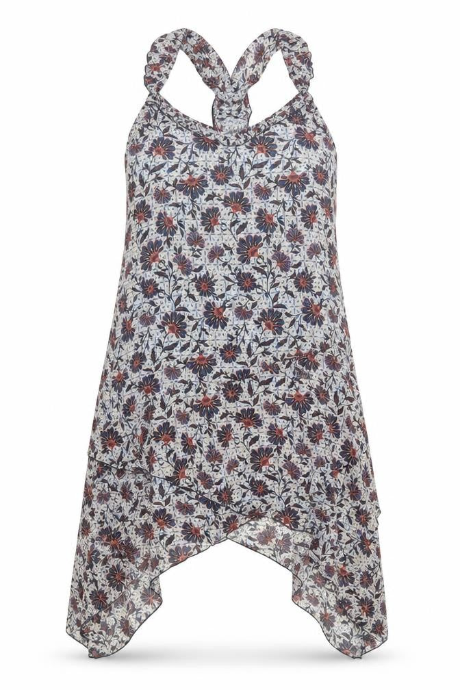 Pepe Jeans Womens Multicoloured Floral Polyester Tank Dress Size XL V-Neck Zip